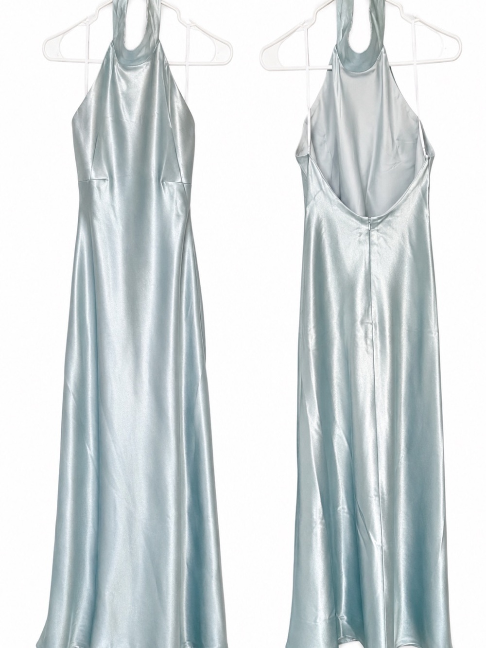 Brand New AW Bridal Satin Halter Dress in Dusty Blue bridesmaid dress - Picture 2 of 3